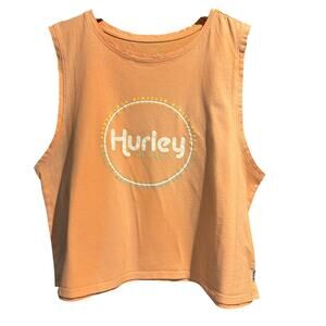 Hurley Large Crop Tank Peach 100% Cotton Natural Fibers Beach Cruise Gym Workout